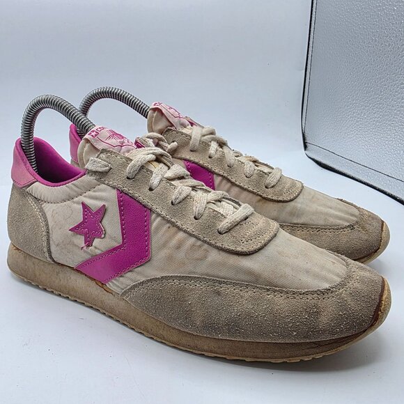 Vintage 80's Converse Womens Size 5.5 Beige Pink Sneaker Shoes Sports Walking - Picture 1 of 13